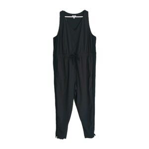 FLX Overall Romper Women 2X Black Brown Color Block Sleeveless Drawstring Pocket